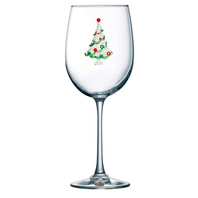 The Queens' Jewels Christmas Tree Jeweled Stemmed Wine