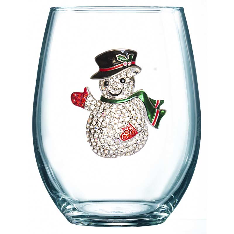 Snowman stemless wine glasses deals
