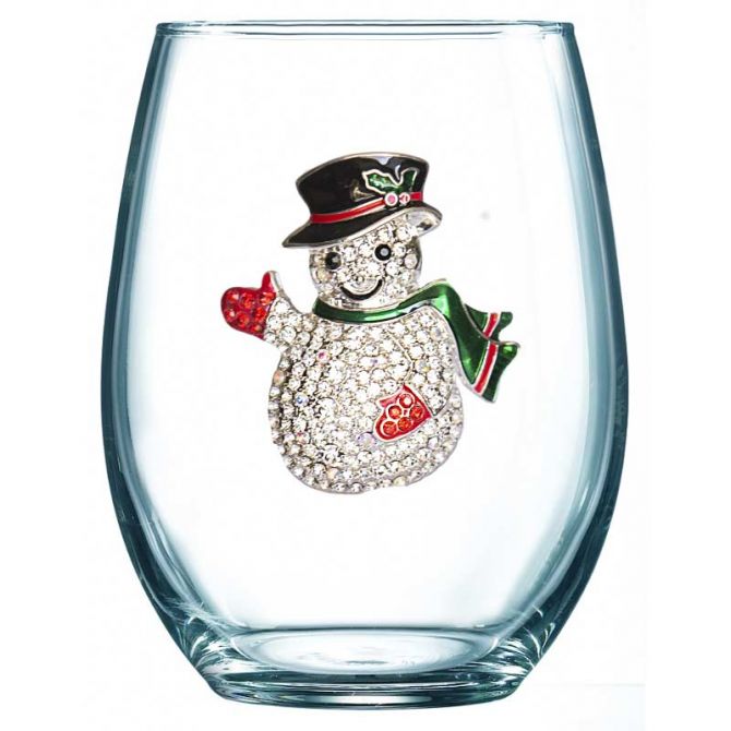 The Queens' Jewels Snowman Jeweled Stemless Wine