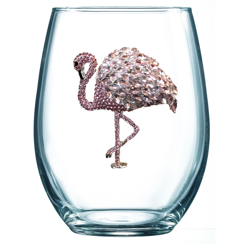The Queens' Jewels Flamingo Stemless Wine Glass