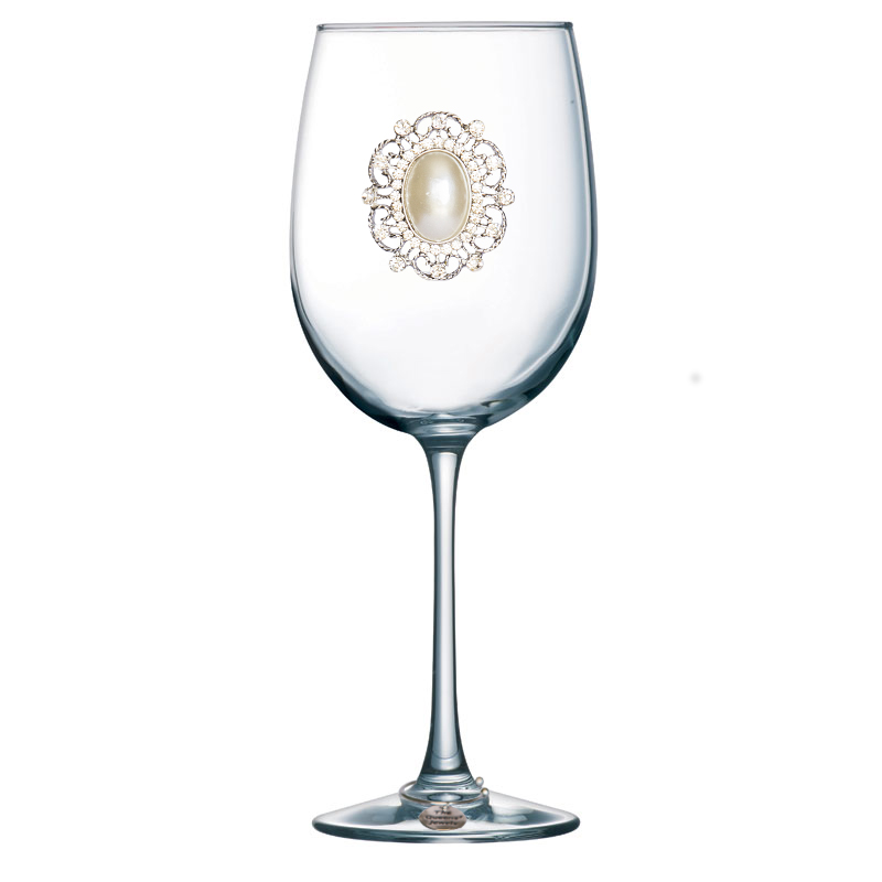 The Queens' Jewels Elegant Oval Pearl Stemmed Wine Glass PEARL