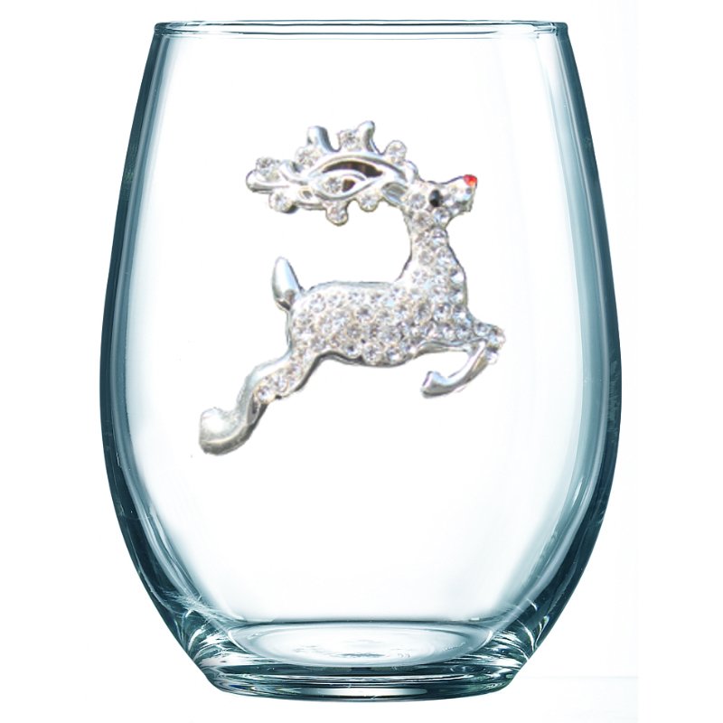 The Queen's Jewels Reindeer Stemless Wine Glass | Borsheims
