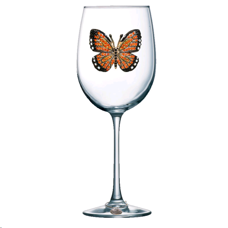 The Queens' Jewels Large Monarch Butterfly Stemmed Jeweled Wine Glass