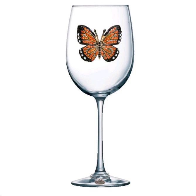 The Queens' Jewels Large Monarch Butterfly Stemmed Jeweled Wine Glass