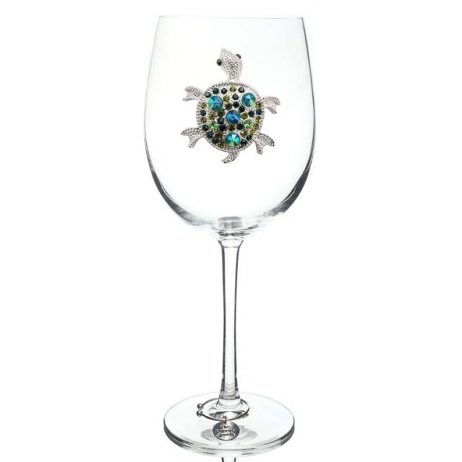 The Queens' Jewels Sea Turtle Jeweled Stemmed Glass