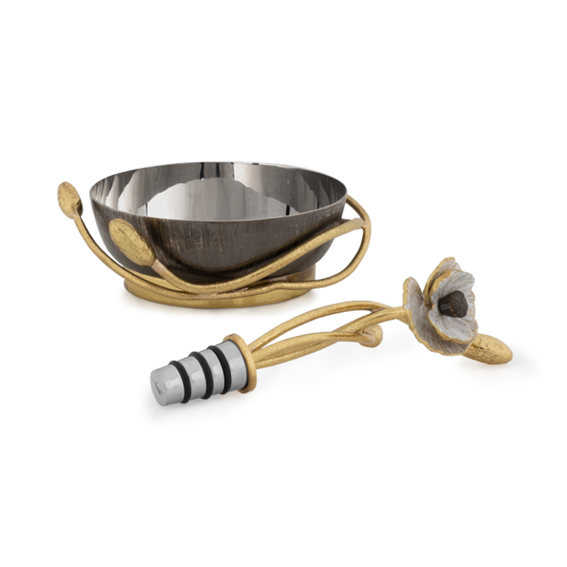 Michael Aram Anemone Wine Coasters & Stopper Set