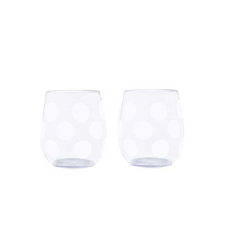 Kate Spade Acrylic Stemless Wine Glass Set, Jumbo Dot 207034 Borsheims