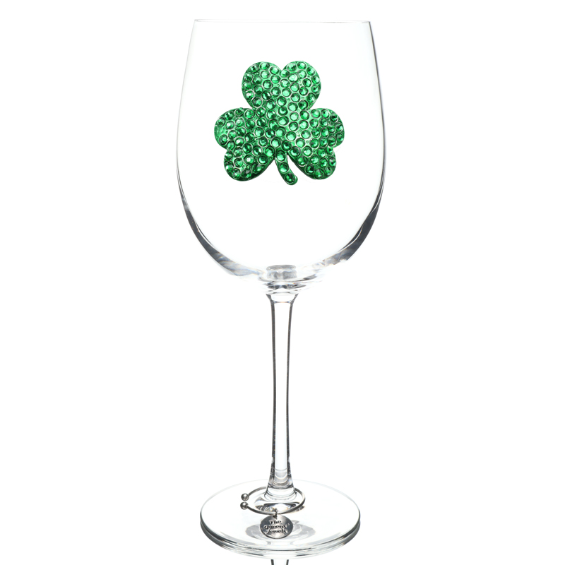 The Queens' Jewels Shamrock Jeweled Stemmed Wine Glass