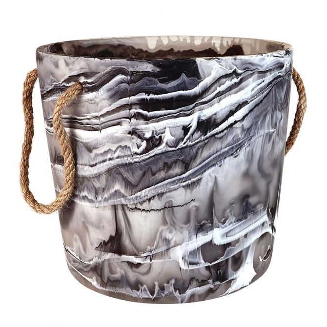 Nashi Resin Ice Bucket, Zebra White with Black Swirl