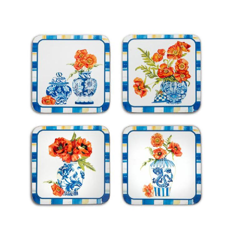 MacKenzie-Childs Chinoiserie Coasters, Set of 4