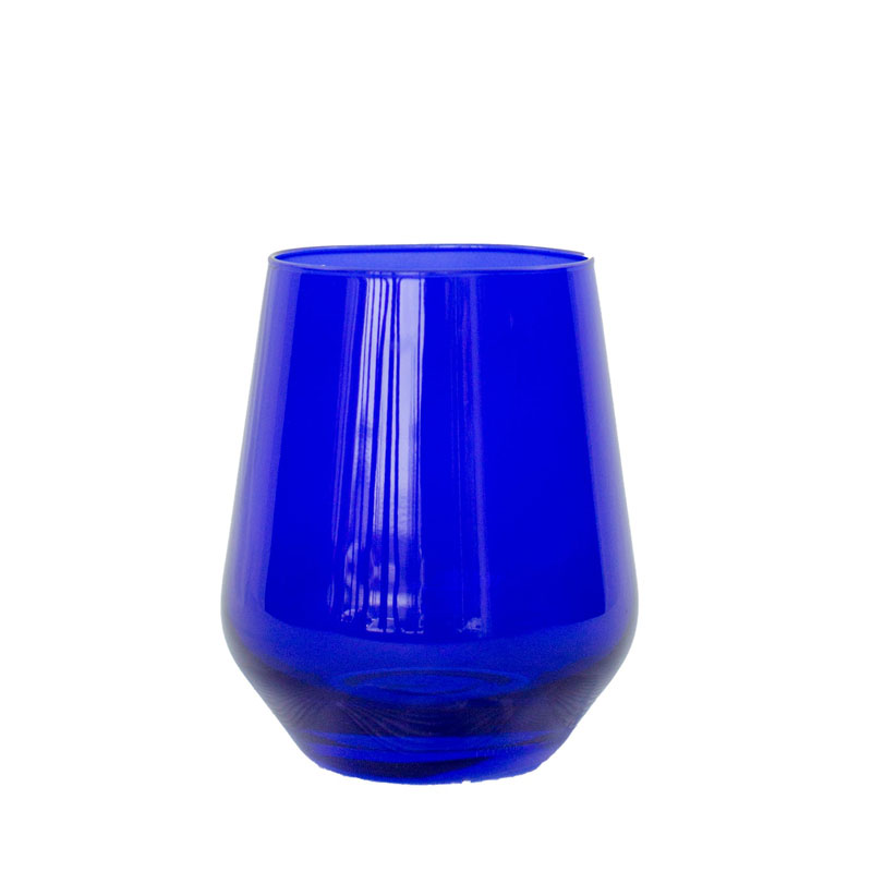 Royal Blue Colored Stemless Wine Glasses, Set of 6
