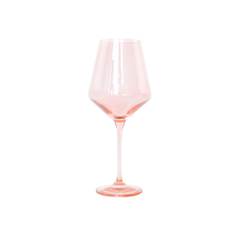 Blush Pink Colored Stemmed Wine Glasses, Set of 6