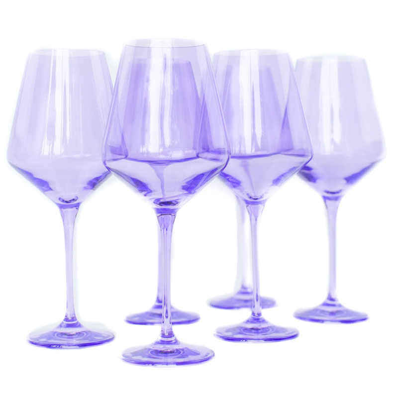 Estelle Lavender Colored Stemmed Wine Glasses, Set of 6 STMMD