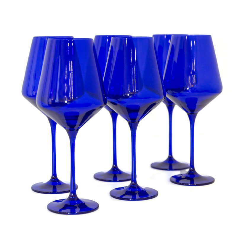 Estelle Royal Blue Stemless Wine Glasses, Set of 6 Borsheims