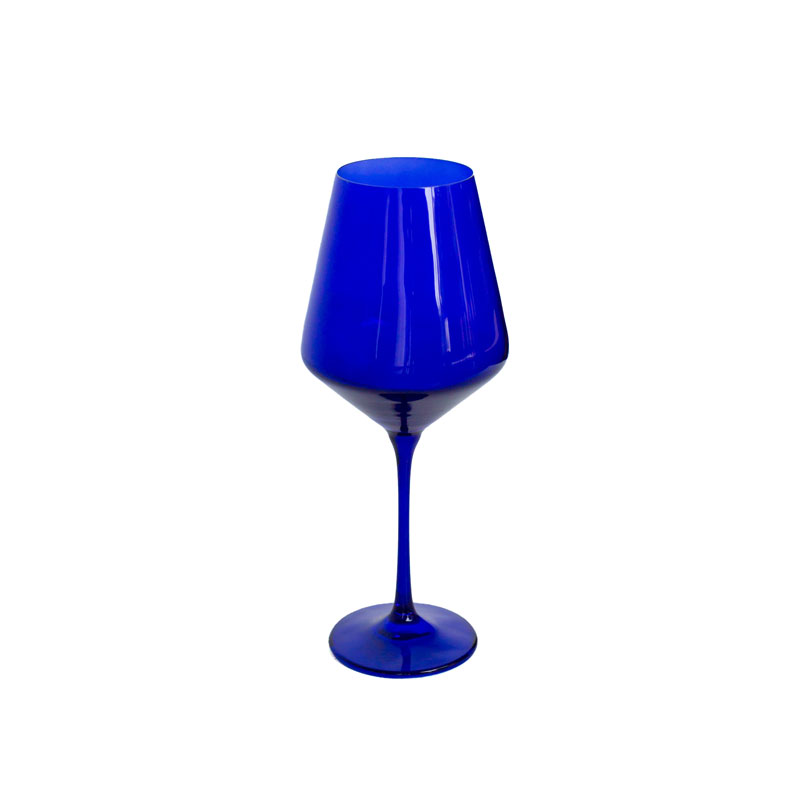 Royal Blue Stemmed Wine Glasses, Set of 6