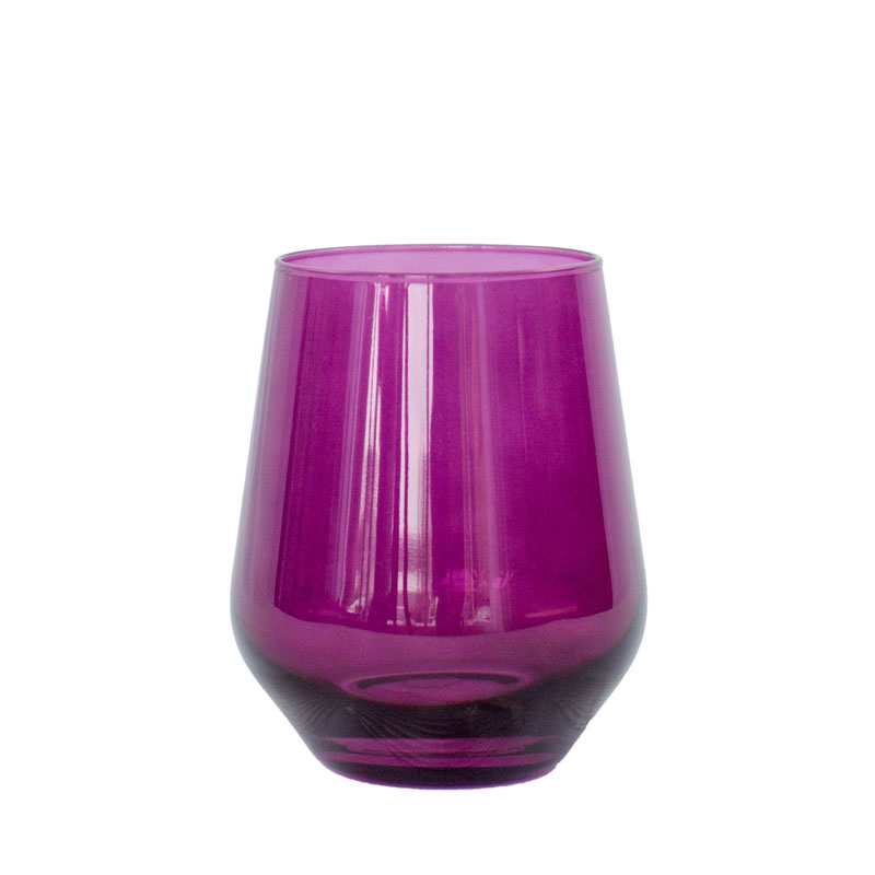 Amethyst Colored Stemless Wine Glasses, Set of 6