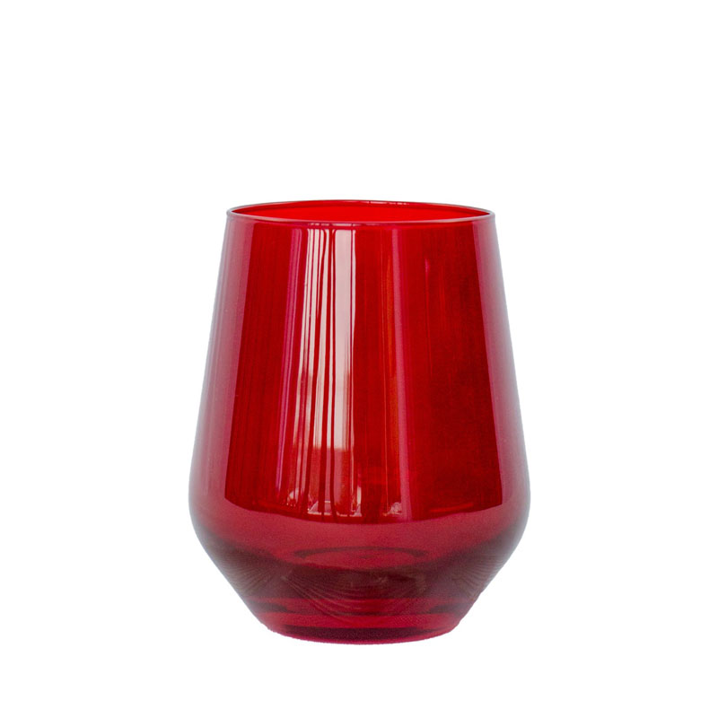 Red Colored Stemless Wine Glasses, Set of 6