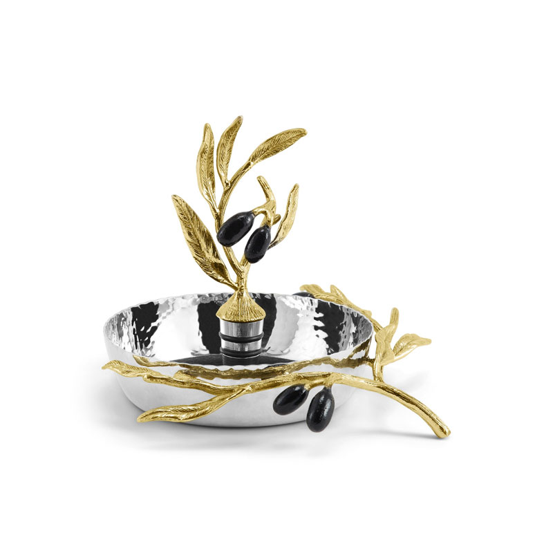 Michael Aram Olive Branch Wine Coaster and Stopper Set
