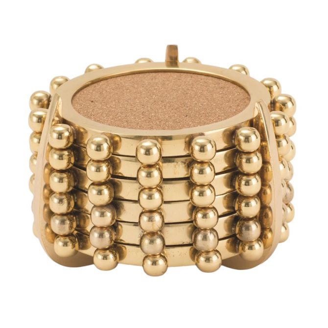 Starburst Crown Brass Coasters, Set of 6