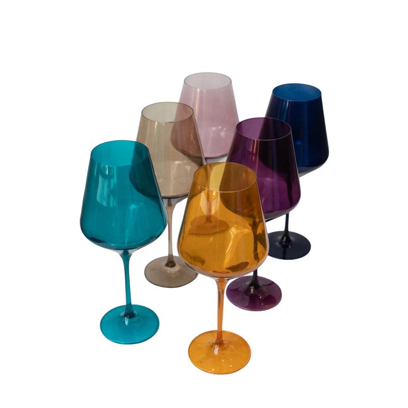 Estelle Fall Colored Stemmed Wine Glass, Set of 6