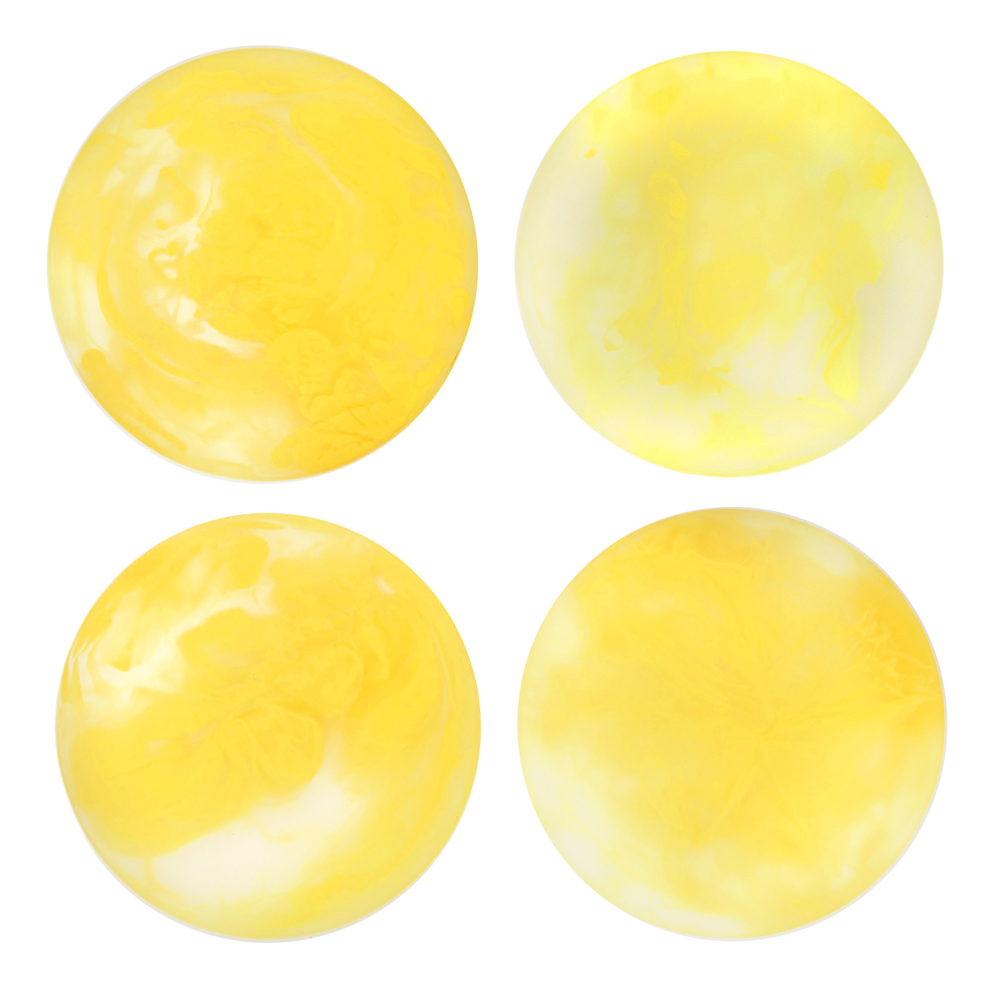 Nashi Set of 4 Coasters, Yellow Swirl