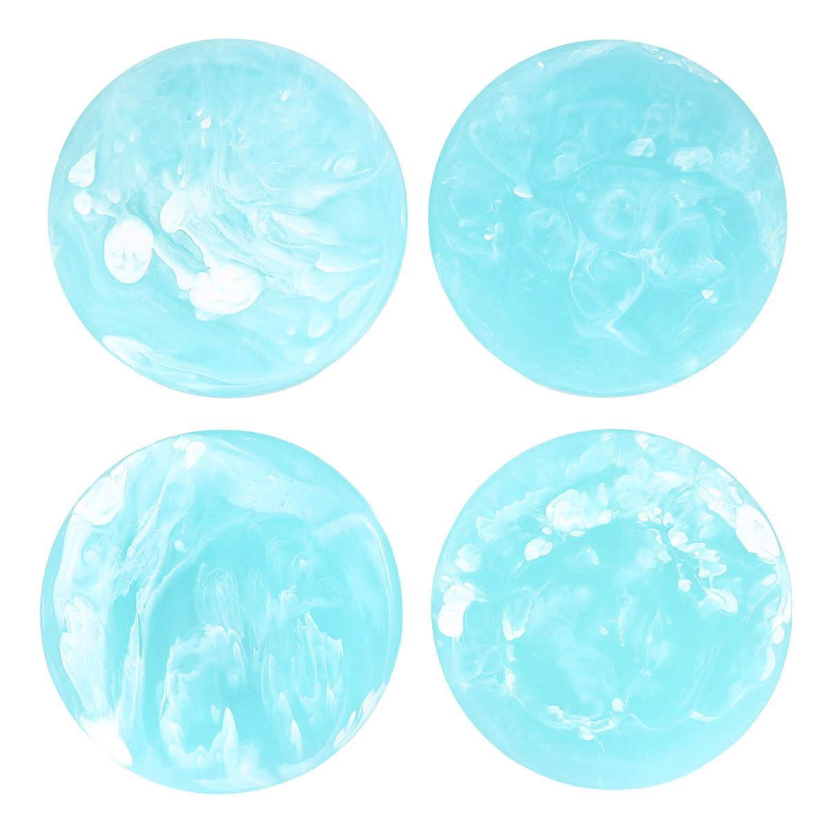 Nashi Set of 4 Coasters, Aqua Swirl