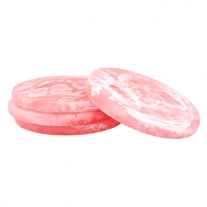 Nashi Set of 4 Coasters, Pink Swirl