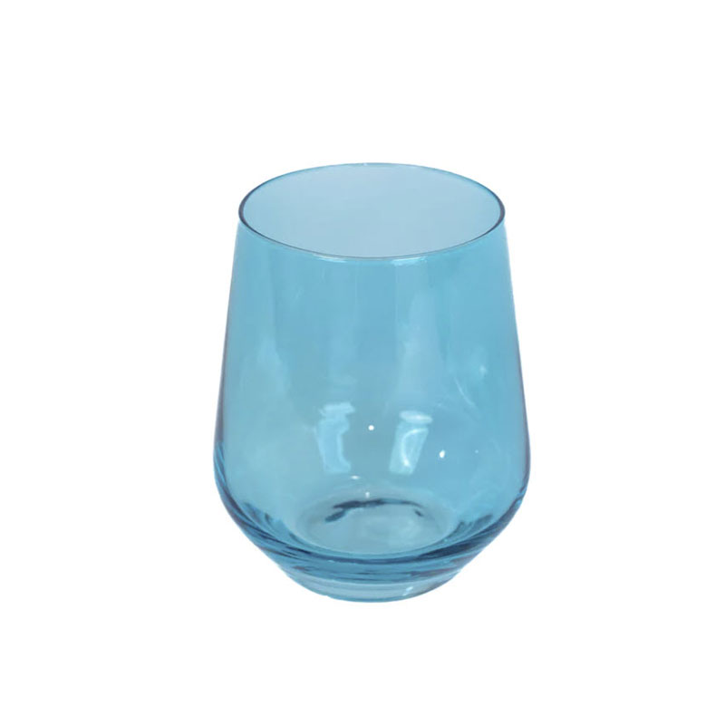 Estelle Ocean Blue Colored Stemless Wine Glasses, Set of 6