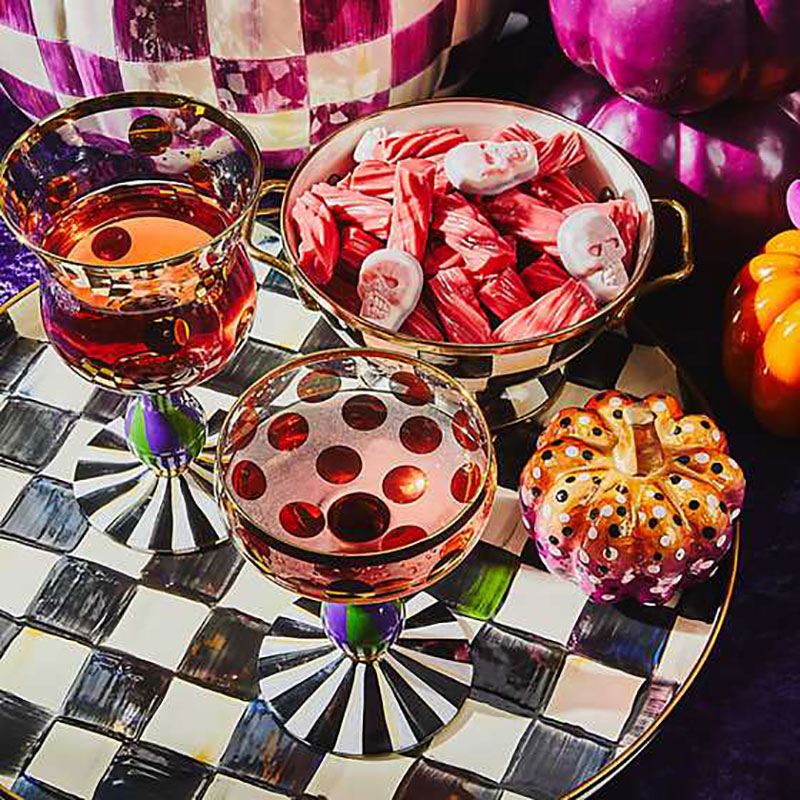 MacKenzie-Childs Cirque Coupe Glass, Purple and Green