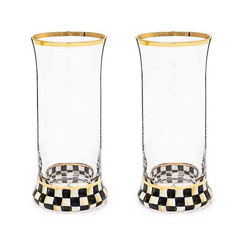 MacKenzie-Childs Courtly Check Highball Glasses, Set of 2