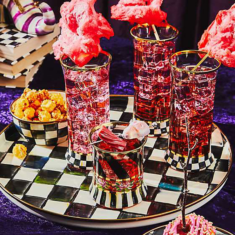 MacKenzie-Childs Courtly Check Highball Glasses, Set of 2