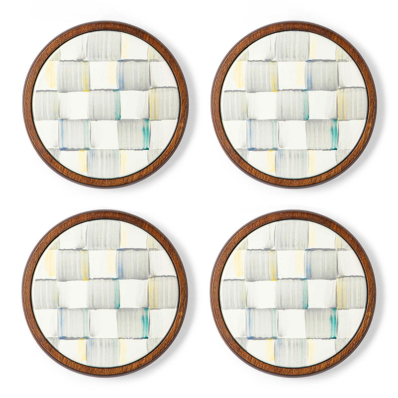 MacKenzie-Childs Sterling Check Enamel Coasters, Set of 4
