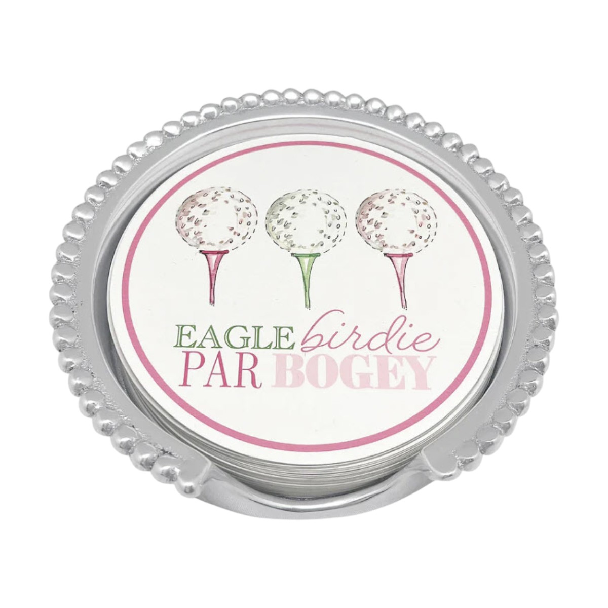 Mariposa Ladies' Eagle and Birdie Golf Beaded Coaster Set