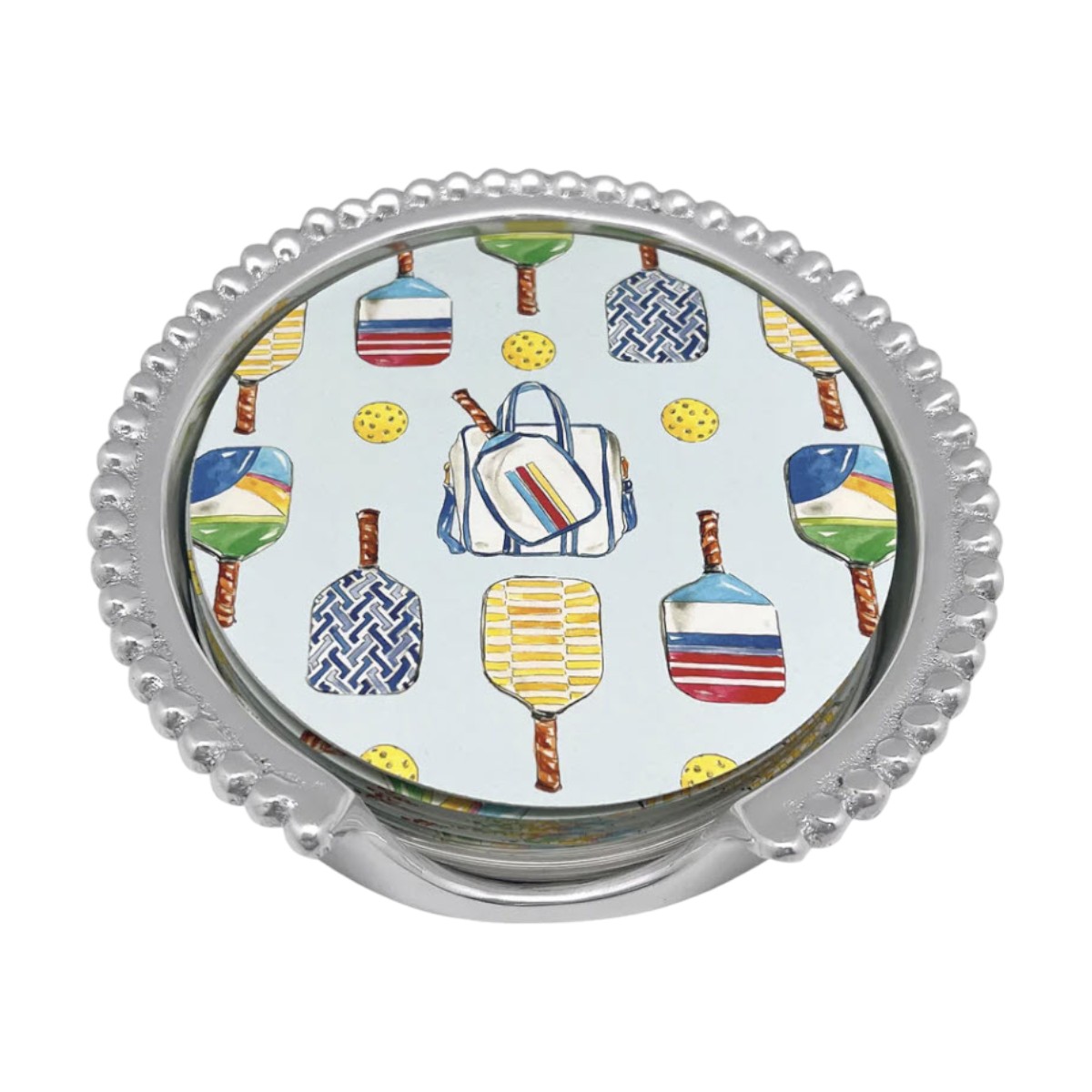 Mariposa Pickleball Served All Day Beaded Coaster Set