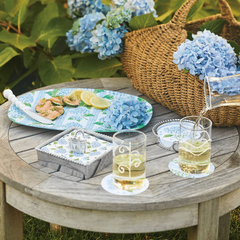 Mariposa Hydrangea Beaded Coaster Set