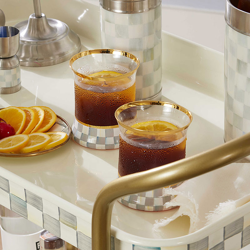 MacKenzie-Childs Sterling Check Tumblers, Set of 2