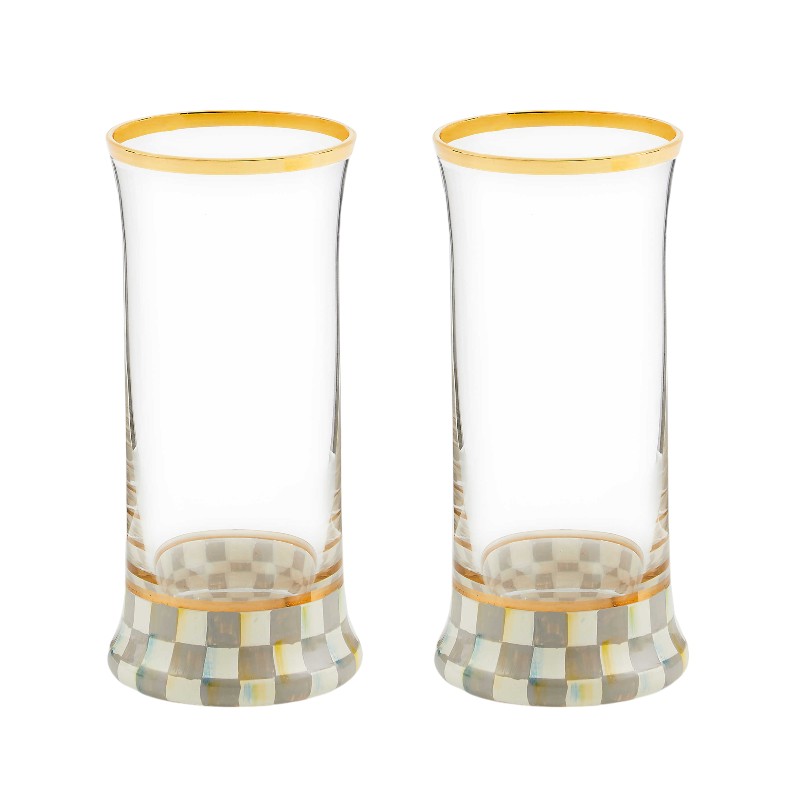 MacKenzie-Childs Sterling Check Hiballs, Set of 2