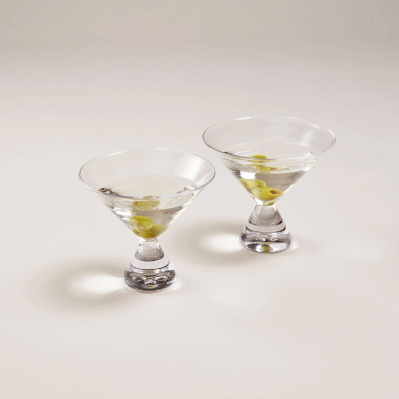 Simon Pearce Westport Stemless Martini Glass and Shaker Gift Set