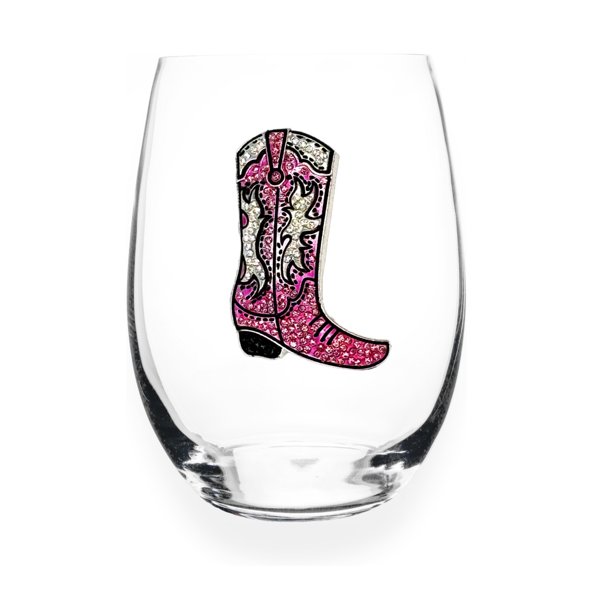 The Queens' Jewels Pink Cowboy Boot Wine Glass, Stemless