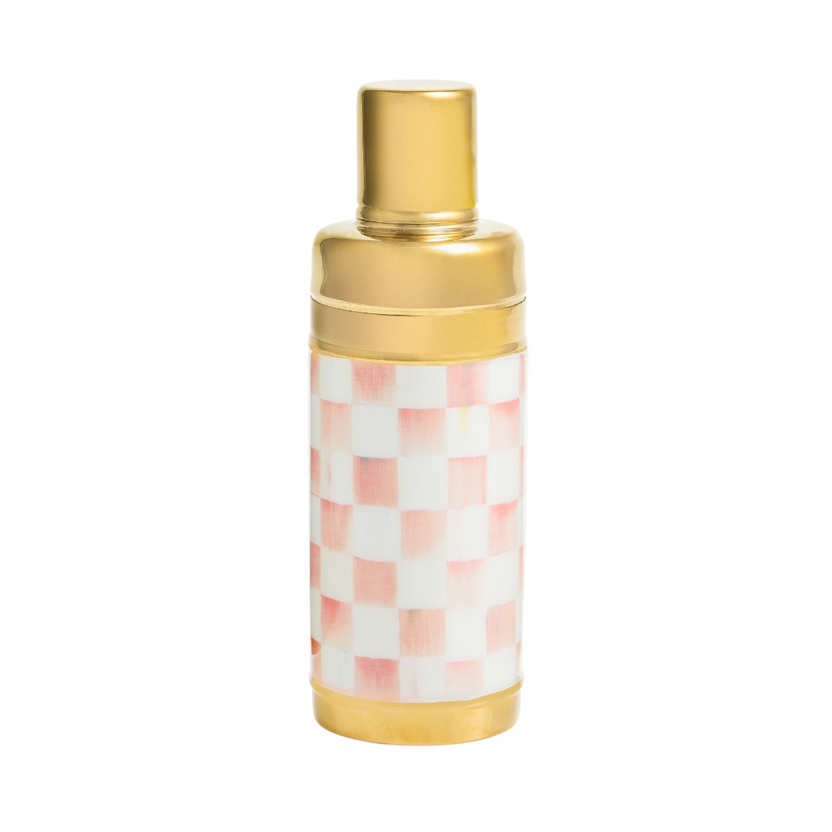 MacKenzie-Childs Rosy Check 3260 Gold Bar Cocktail Shaker