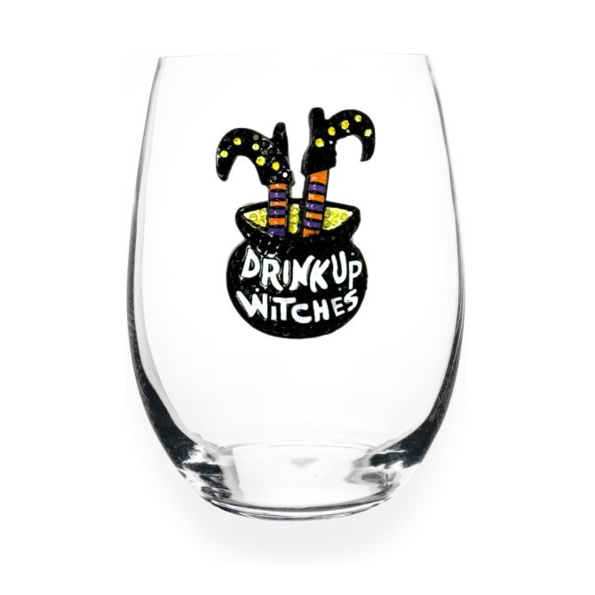 The Queens' Jewels Drink Up Witches Wine Glass. Stemless