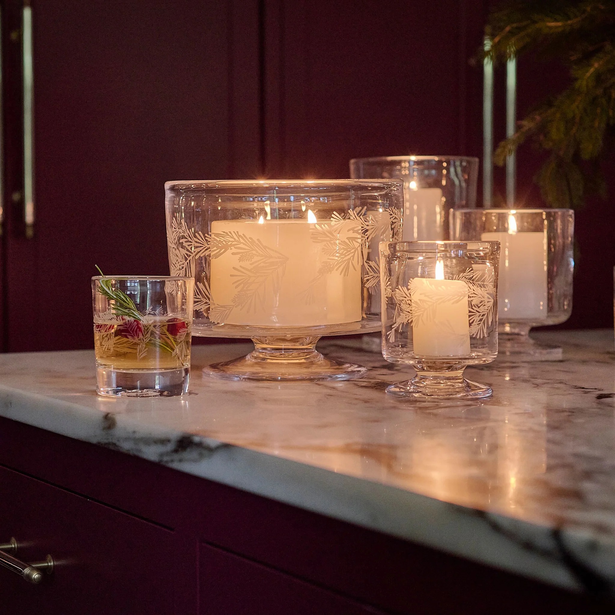 Simon Pearce Engraved Pine Ascutney Double Old Fashioned, Set of 2