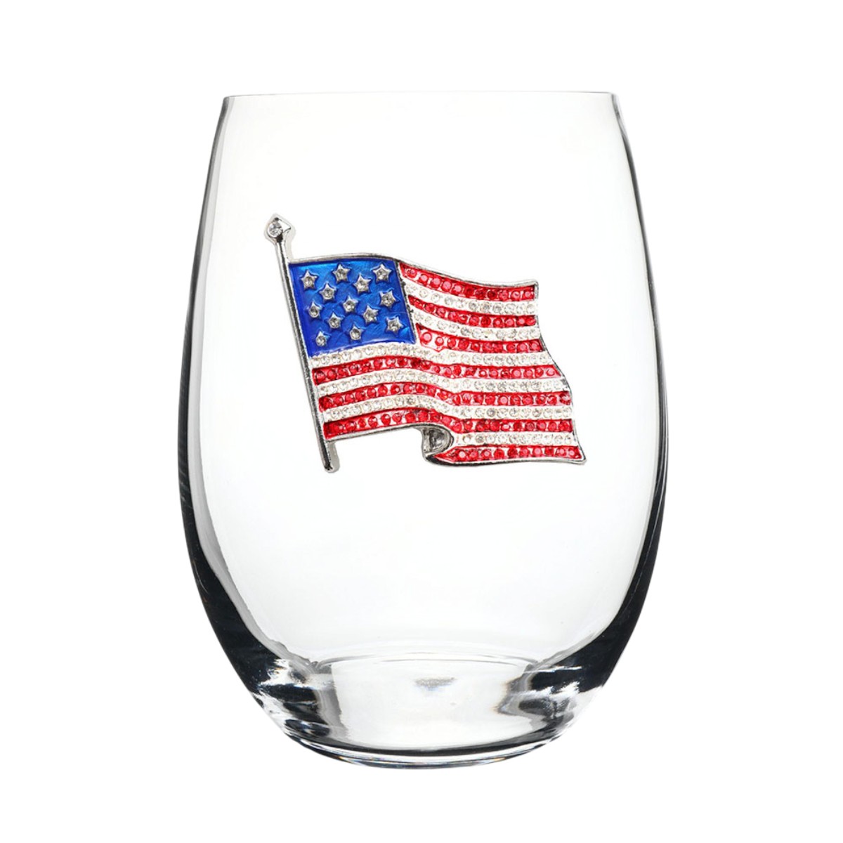 The Queens' Jewels American Flag Stemless Wine Glass