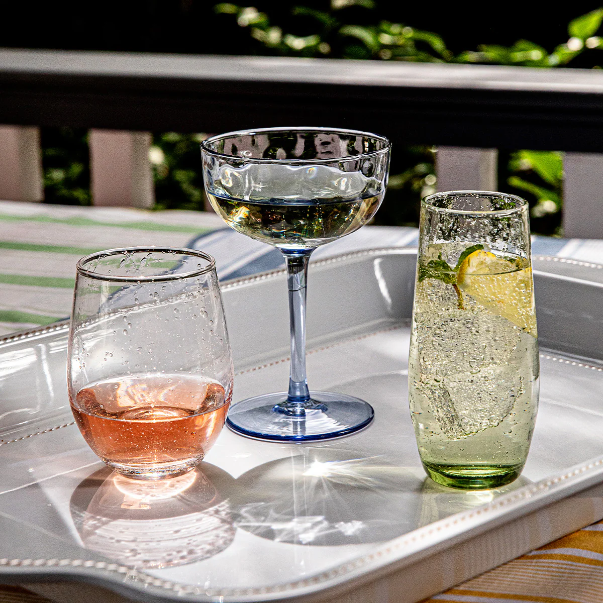 Juliska Provence Stemless Glass Flute, Basil