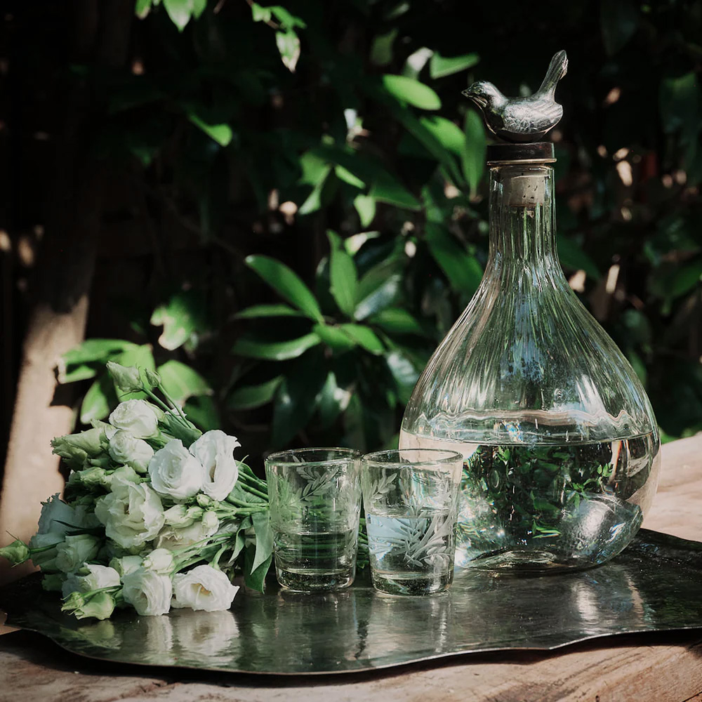 Jan Barboglio Vuelo Ribbed Glass Decanter