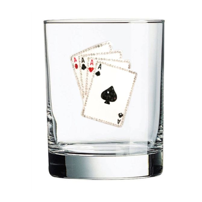 The Queens' Jewels Playing Cards Double Old Fashioned Glass