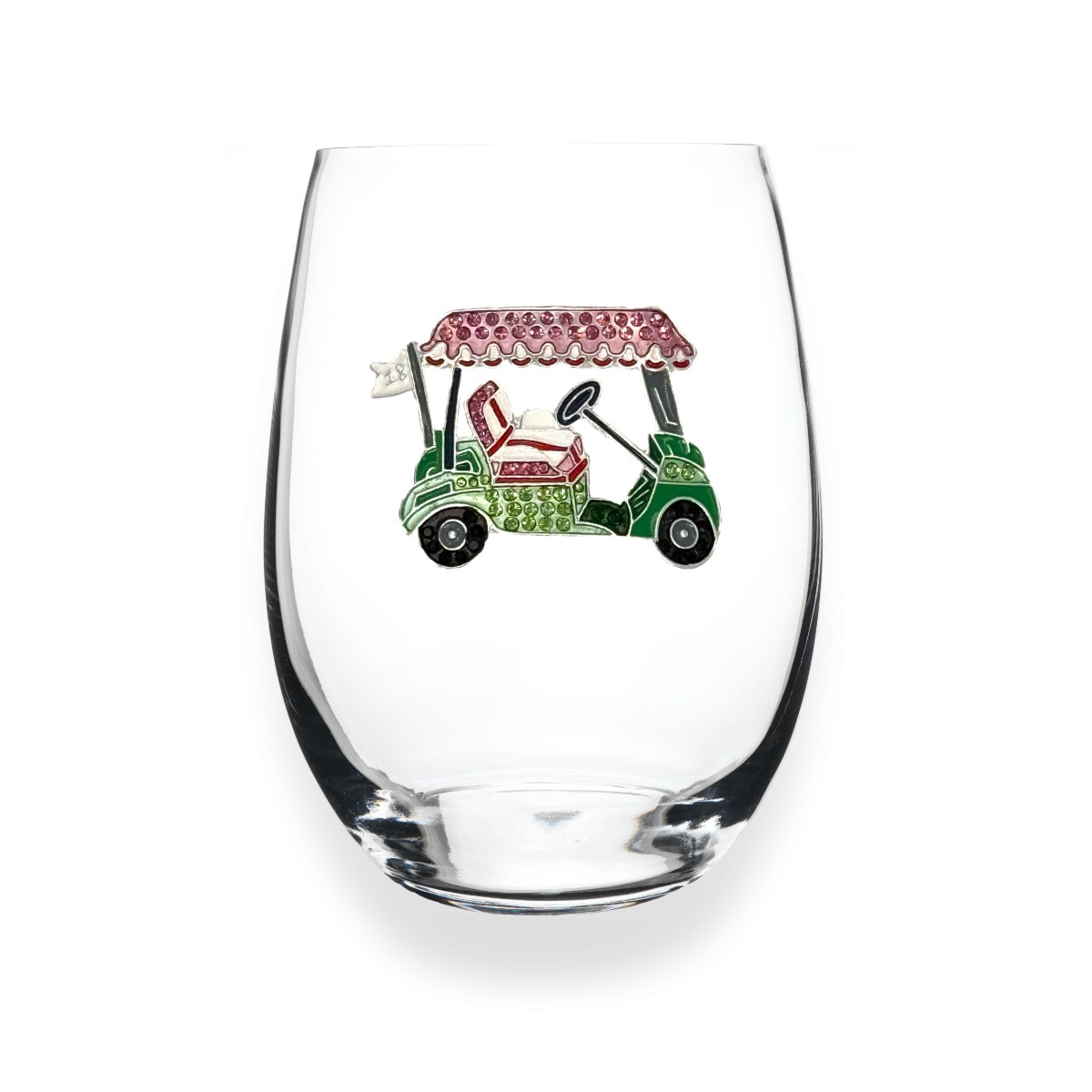 The Queens' Jewels Golf Cart Stemless Wine Glass