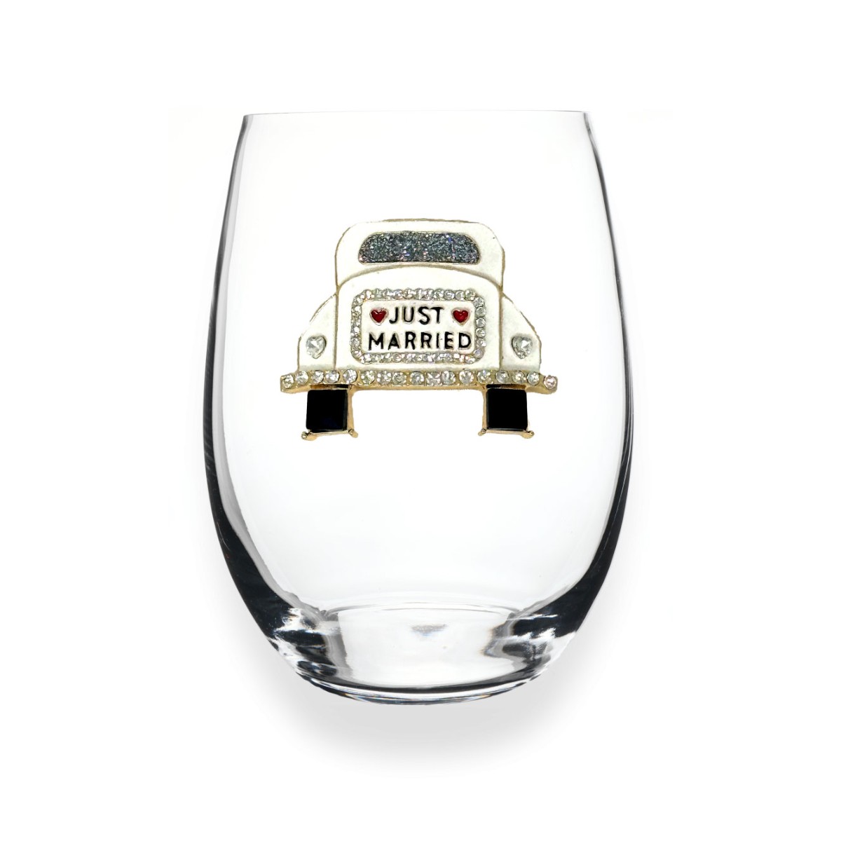 The Queens' Jewels Just Married Stemless Wine Glass