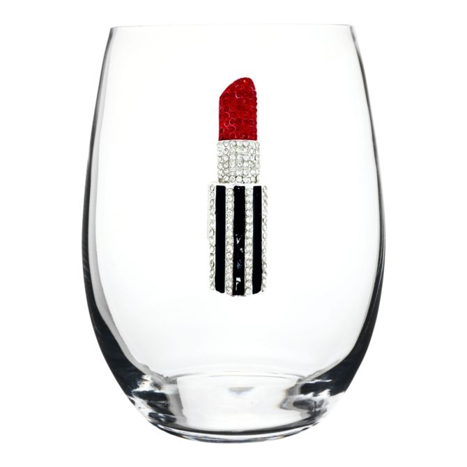 The Queens' Jewels Red Lipstick Stemless Wine Glass