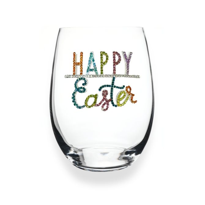 The Queens' Jewels Happy Easter Stemless Wine Glass